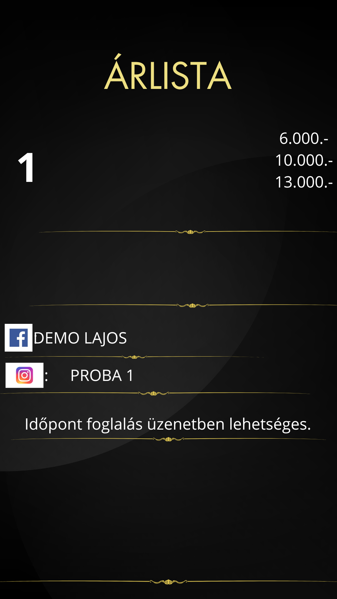 Vállalkozásoknak  Árlista