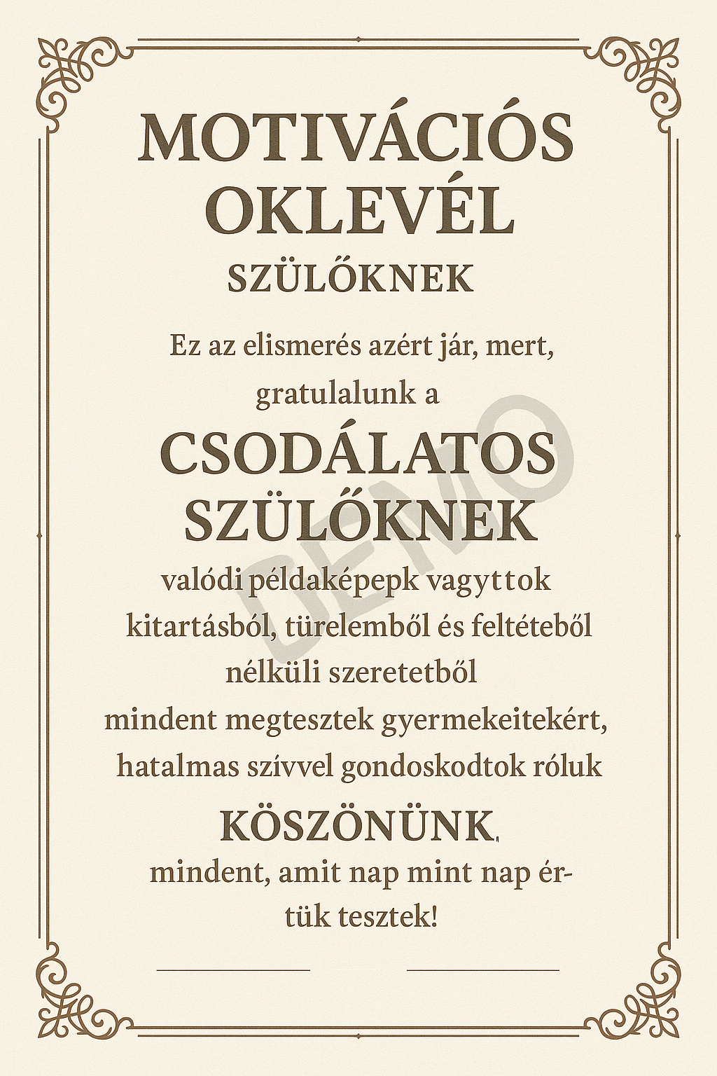 🌟 Oklevél – „Köszönöm, hogy ilyen jó szülő vagy!” 🌟